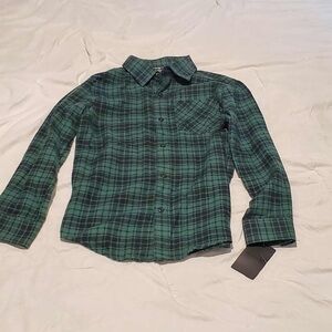 Hurley Kids Green Plaid Button Down Flannel Shirt
